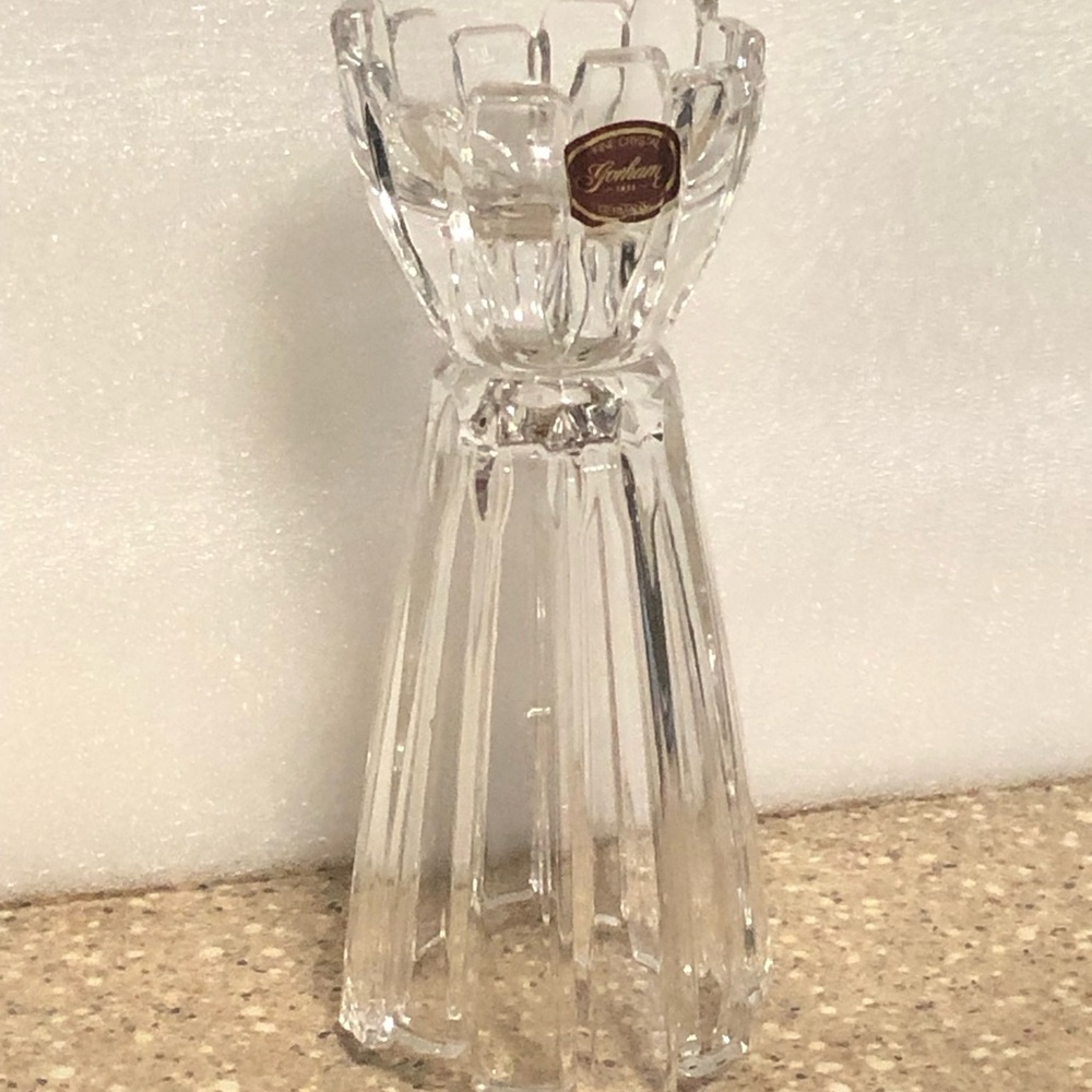 Gorham Full Lead Fine Crystal Candle Holder 6.5” Tall